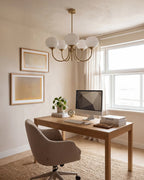 Chandelier Spherical Glass Shades Polished Metal Adjustable Rods