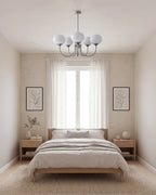 Chandelier Spherical Glass Shades Polished Metal Adjustable Rods