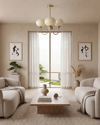 Chandelier Spherical Glass Shades Polished Metal Adjustable Rods