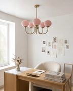 Chandelier Spherical Glass Shades Polished Metal Adjustable Rods