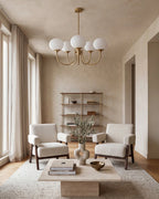 Chandelier Spherical Glass Shades Polished Metal Adjustable Rods