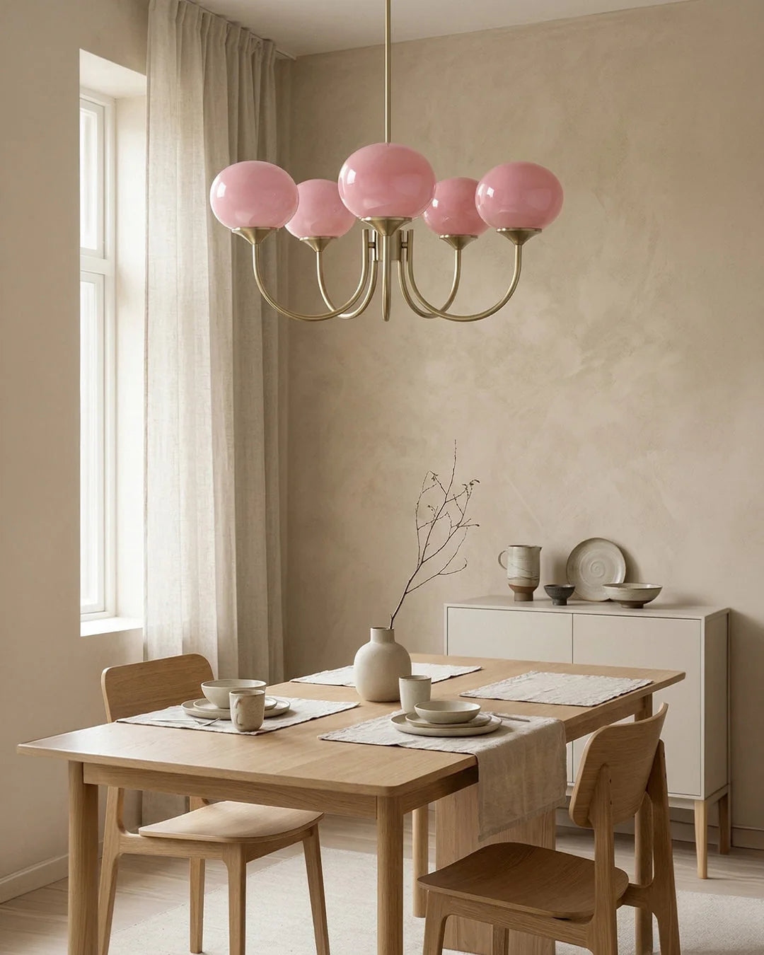 Chandelier Spherical Glass Shades Polished Metal Adjustable Rods