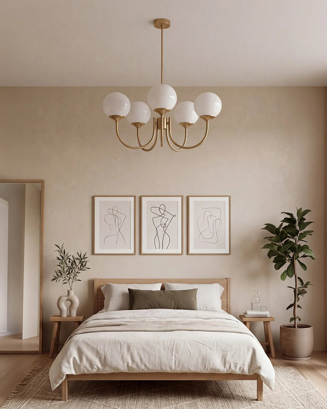 Chandelier Spherical Glass Shades Polished Metal Adjustable Rods
