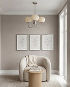 Chandelier Spherical Glass Shades Polished Metal Adjustable Rods