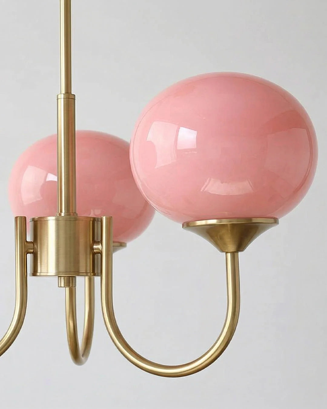 Chandelier Spherical Glass Shades Polished Metal Adjustable Rods