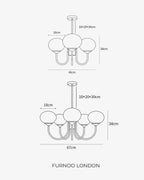 Chandelier Spherical Glass Shades Polished Metal Adjustable Rods