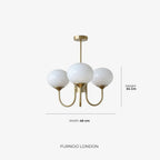 Chandelier Spherical Glass Shades Polished Metal Adjustable Rods