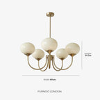 Chandelier Spherical Glass Shades Polished Metal Adjustable Rods