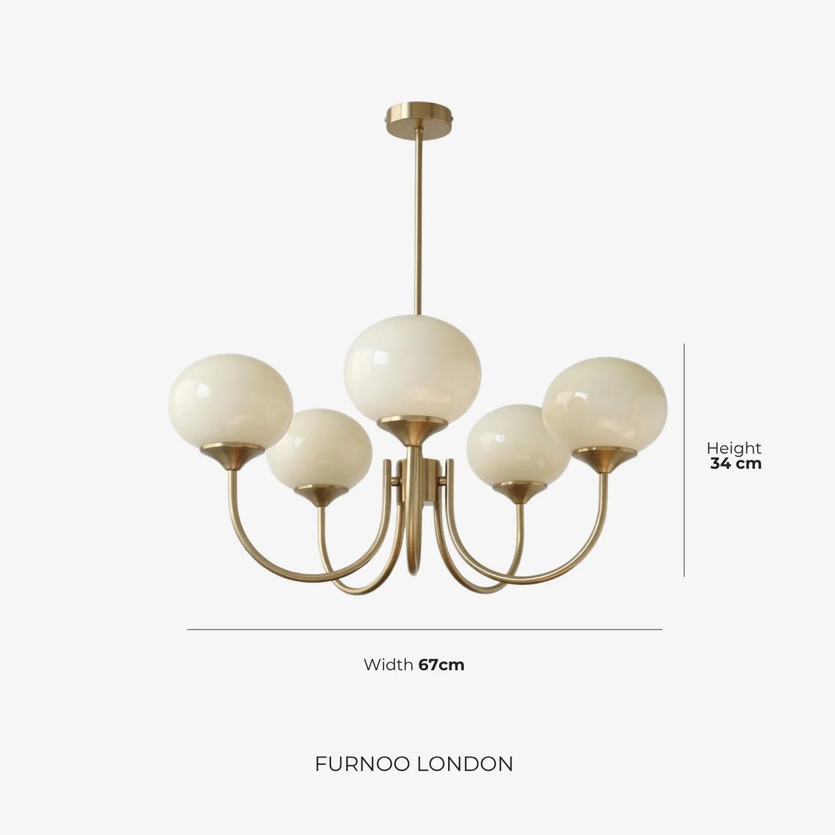 Chandelier Spherical Glass Shades Polished Metal Adjustable Rods
