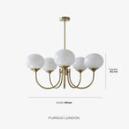 Chandelier Spherical Glass Shades Polished Metal Adjustable Rods