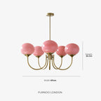 Chandelier Spherical Glass Shades Polished Metal Adjustable Rods