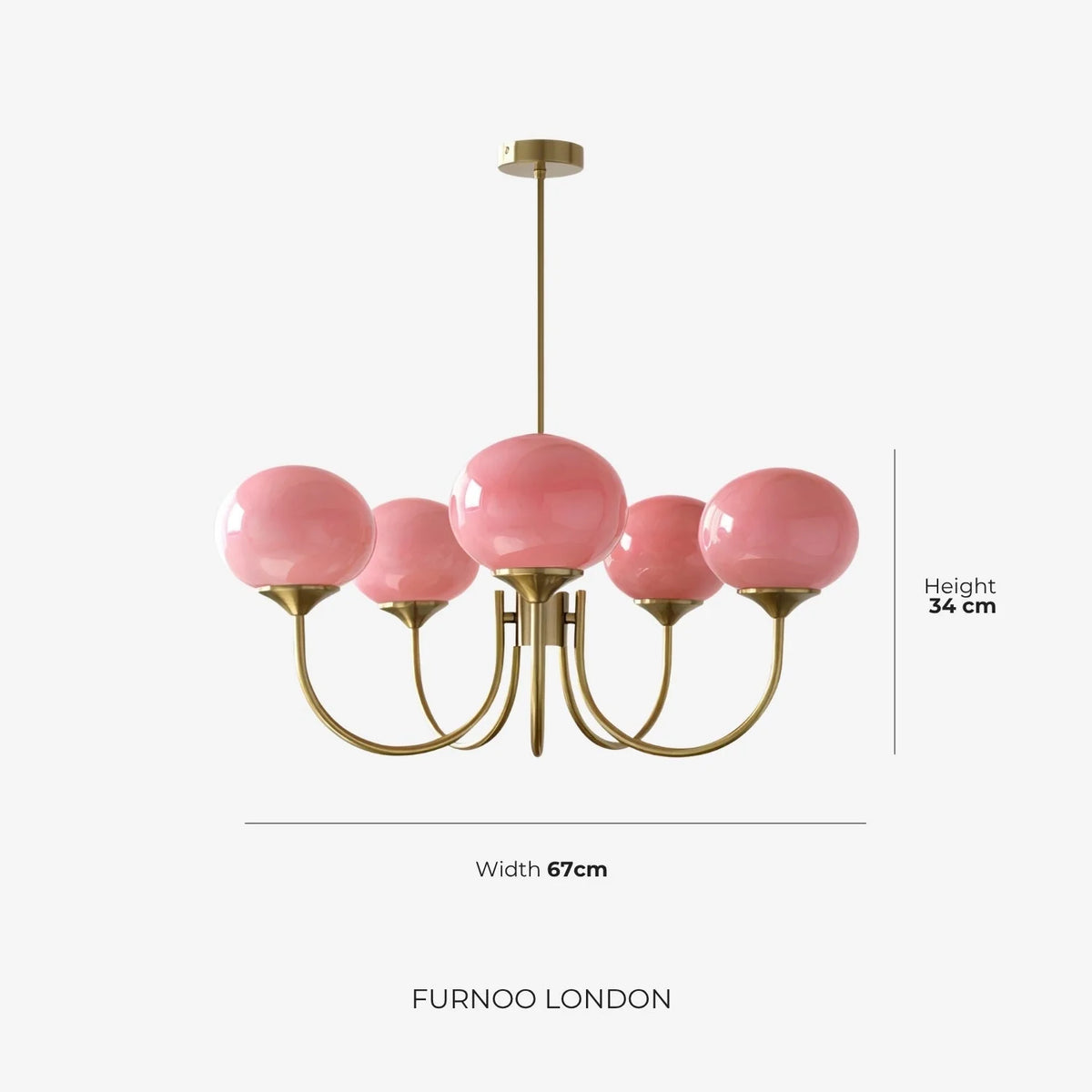 Chandelier Spherical Glass Shades Polished Metal Adjustable Rods