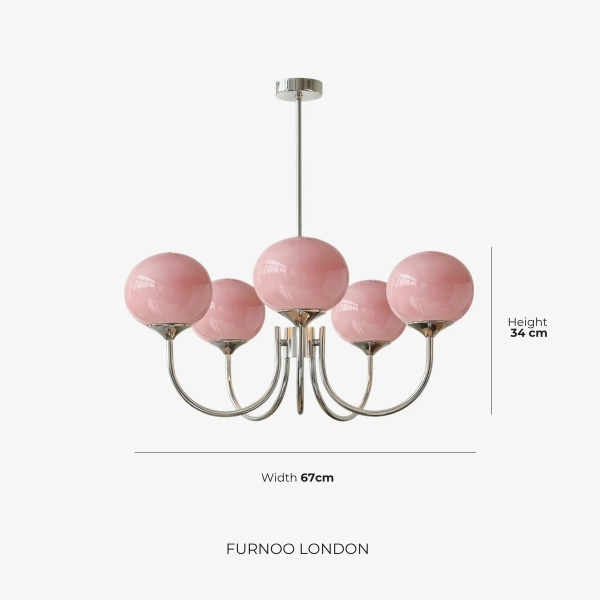 Chandelier Spherical Glass Shades Polished Metal Adjustable Rods