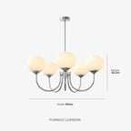 Chandelier Spherical Glass Shades Polished Metal Adjustable Rods