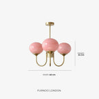 Chandelier Spherical Glass Shades Polished Metal Adjustable Rods