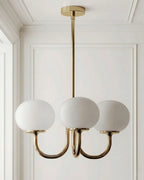 Chandelier Spherical Glass Shades Polished Metal Adjustable Rods