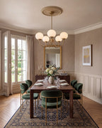 Chandelier Spherical Glass Shades Polished Metal Adjustable Rods