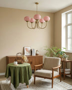 Chandelier Spherical Glass Shades Polished Metal Adjustable Rods