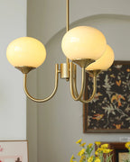 Chandelier Spherical Glass Shades Polished Metal Adjustable Rods
