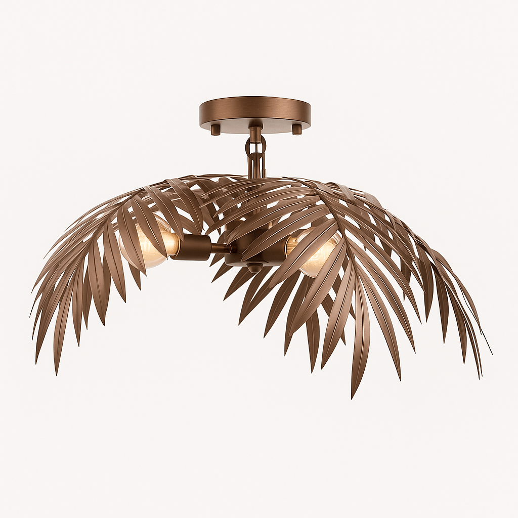 Chandelier Tropical Leaf Metallic Finish & Integrated LED