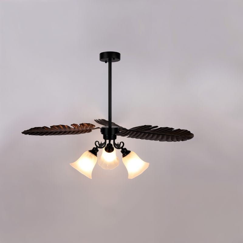 Chandelier Tropical Leaf Metallic Finish & Integrated LED