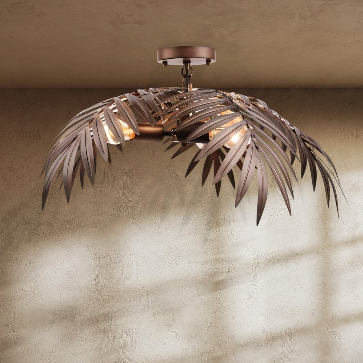 Chandelier Tropical Leaf Metallic Finish & Integrated LED