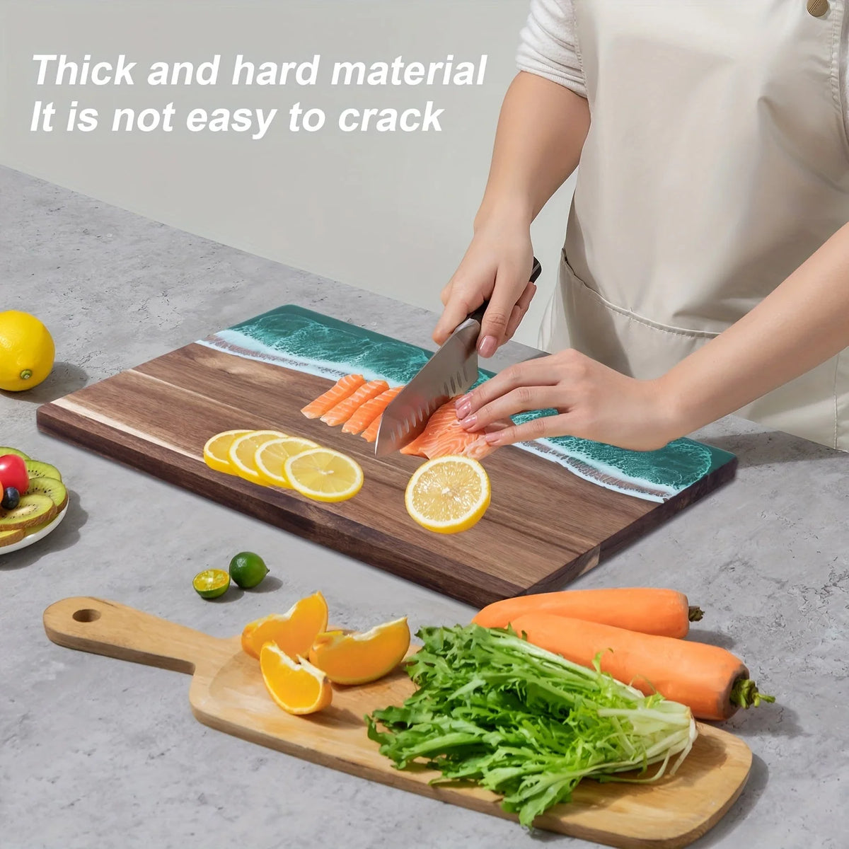 Charcuterie Board Acacia Wood Resin Inlay Knife-Friendly