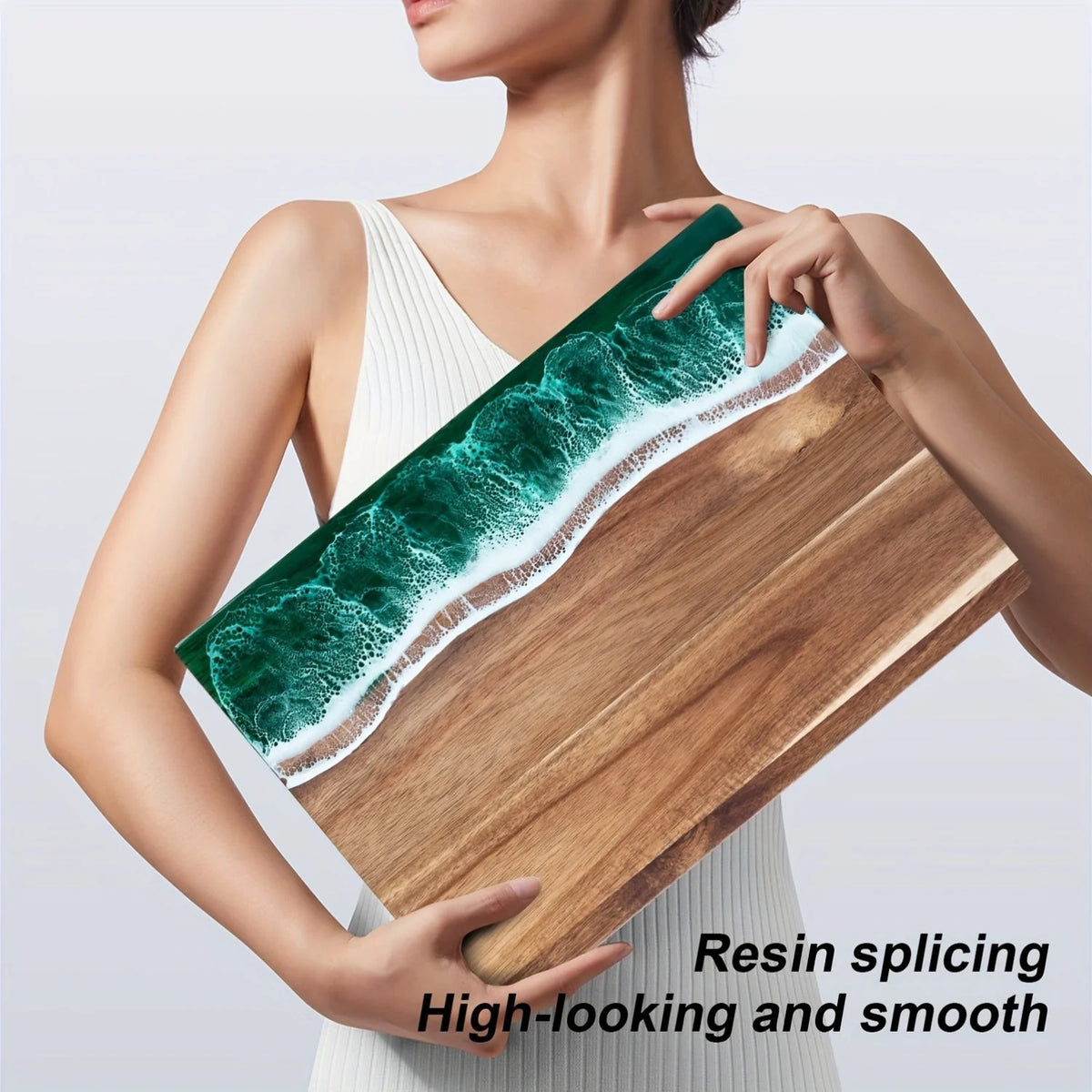 Charcuterie Board Acacia Wood Resin Inlay Knife-Friendly
