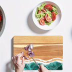Charcuterie Board Acacia Wood Resin Inlay Knife-Friendly
