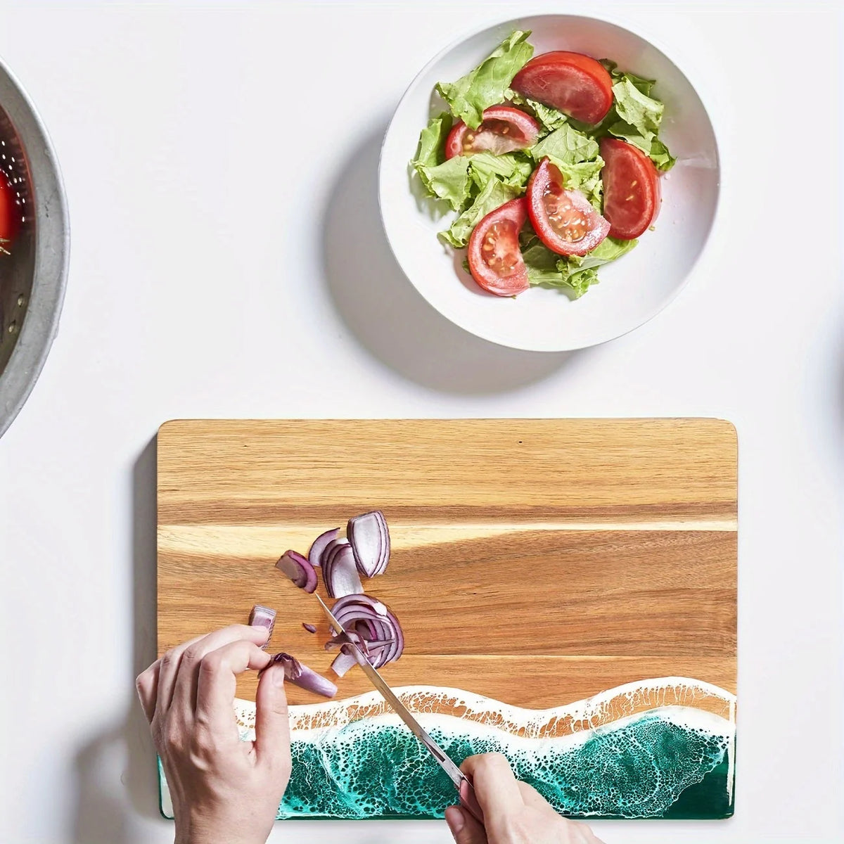 Charcuterie Board Acacia Wood Resin Inlay Knife-Friendly