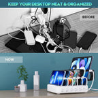 Charging Station 6-Port Smart Charging Adjustable Dividers