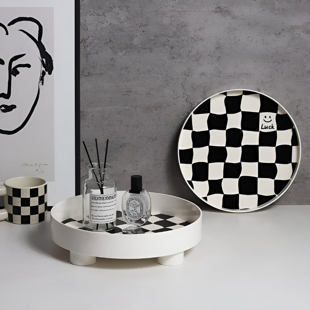 Checkerboard Pattern Durable Plastic Catchall Tray