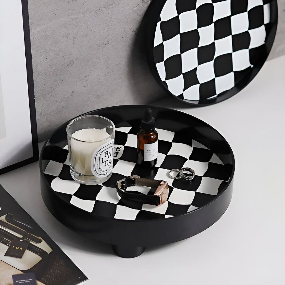 Checkerboard Pattern Durable Plastic Catchall Tray