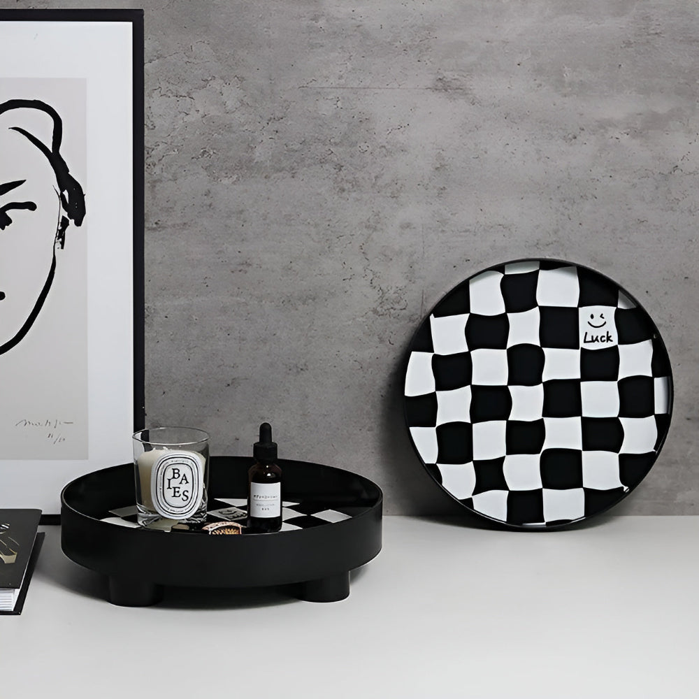 Checkerboard Pattern Durable Plastic Catchall Tray
