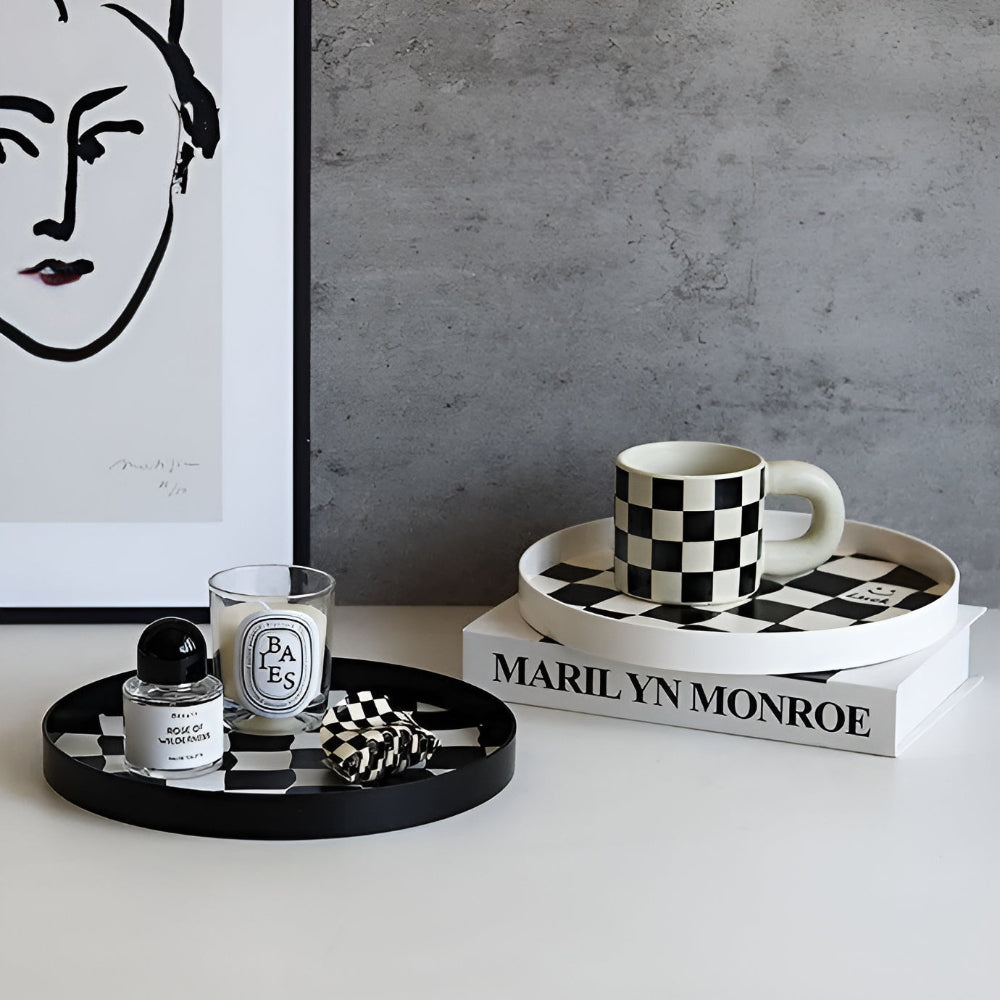 Checkerboard Pattern Durable Plastic Catchall Tray