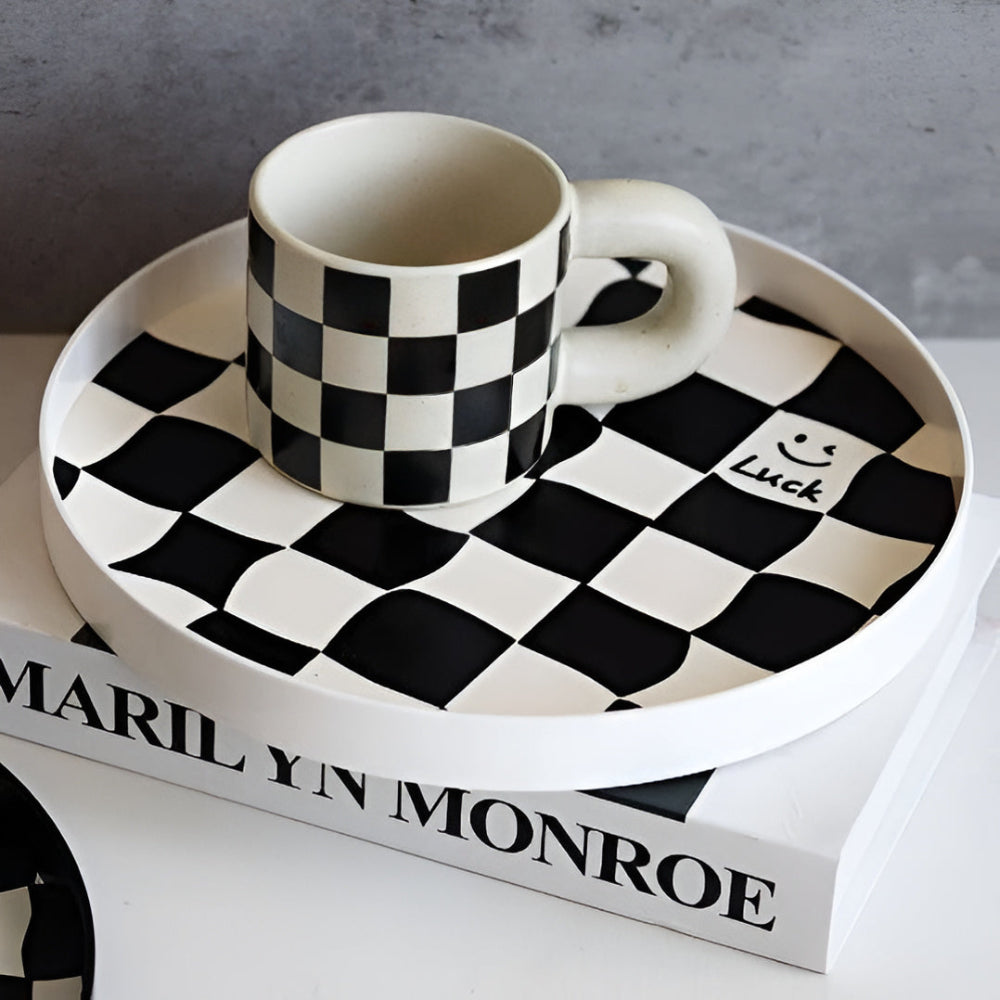 Checkerboard Pattern Durable Plastic Catchall Tray