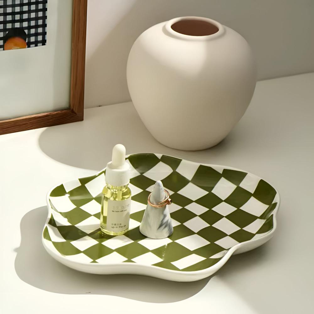 Checkered Ceramic Accent Plate