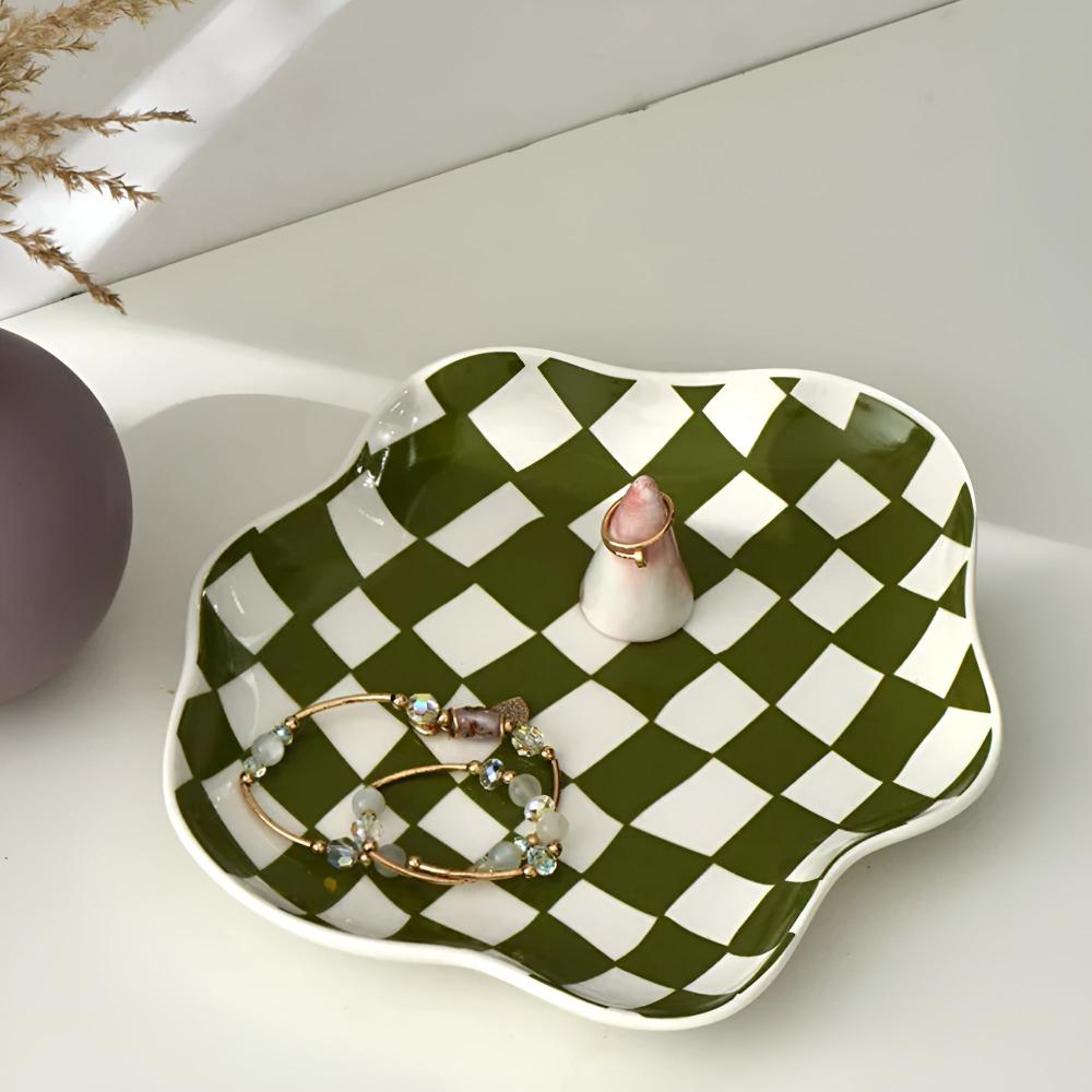 Checkered Ceramic Accent Plate