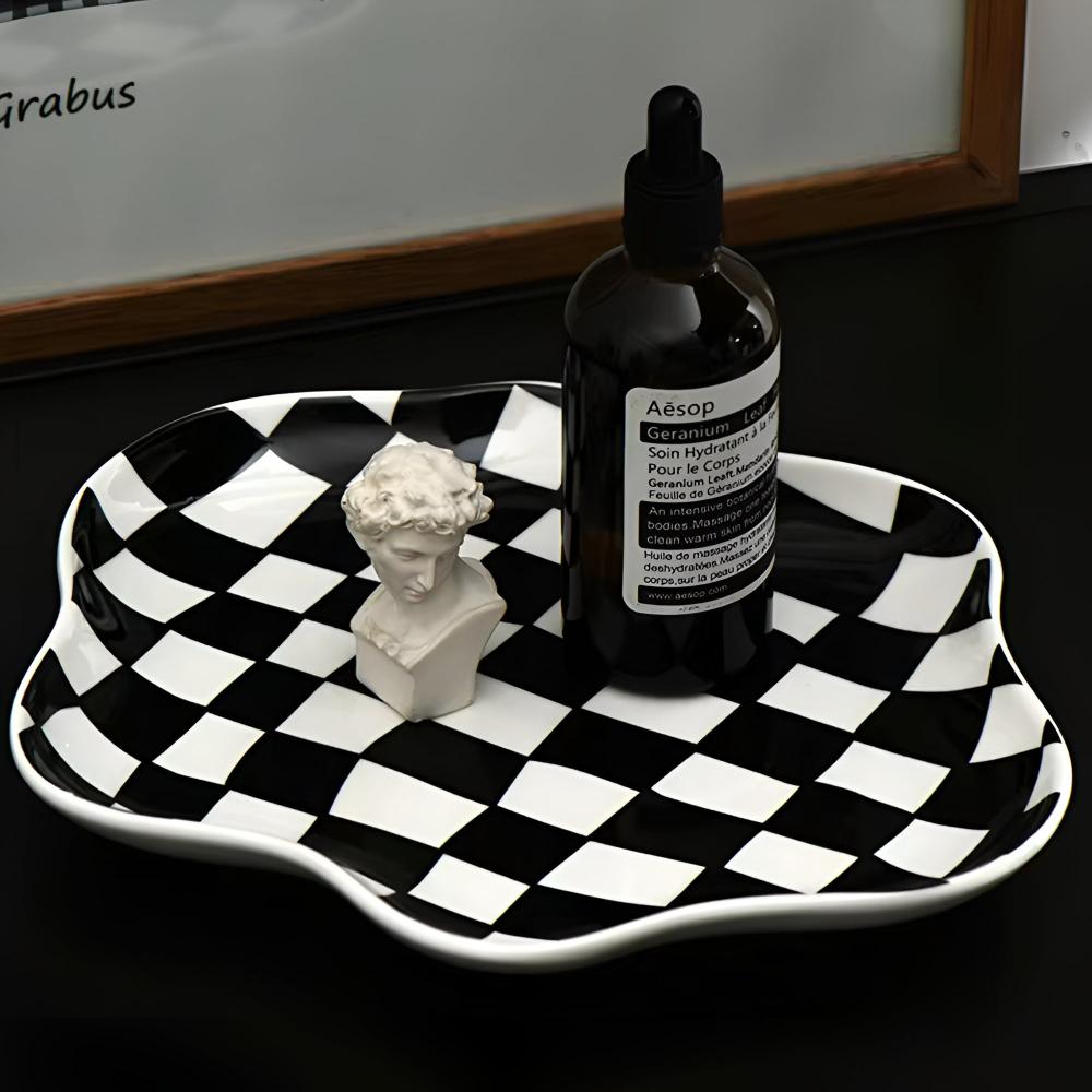 Checkered Ceramic Accent Plate