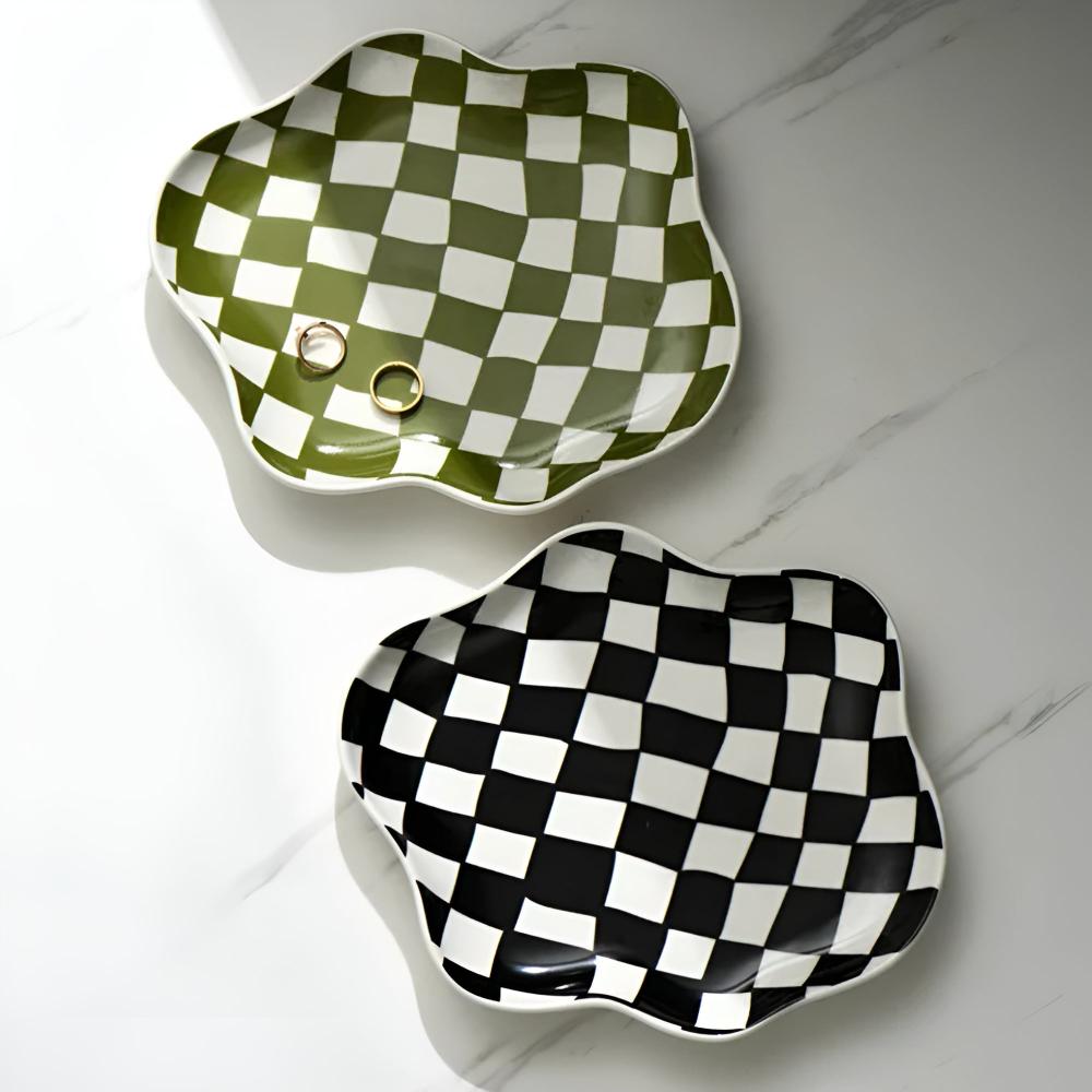 Checkered Ceramic Accent Plate