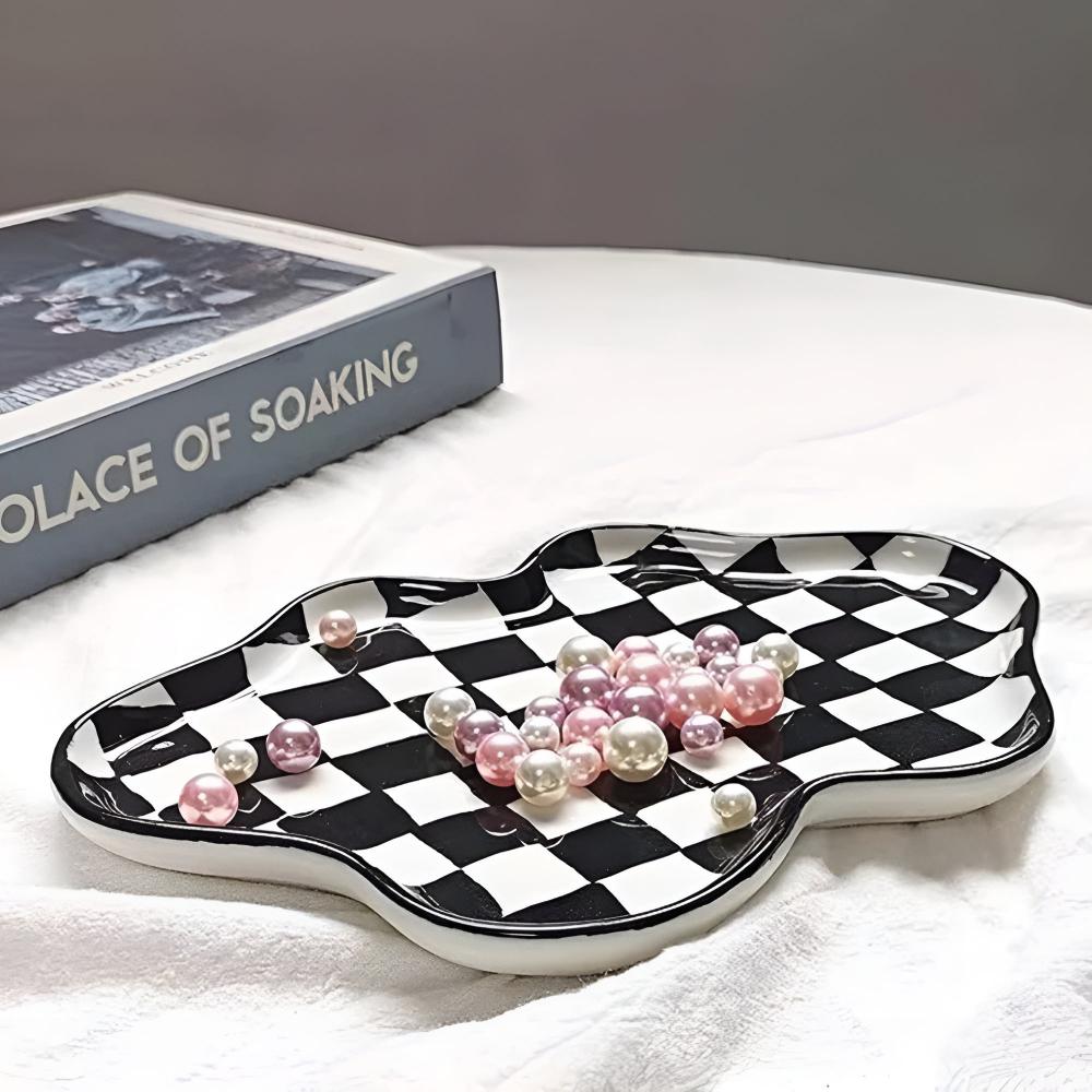 Checkered Ceramic Accent Plate