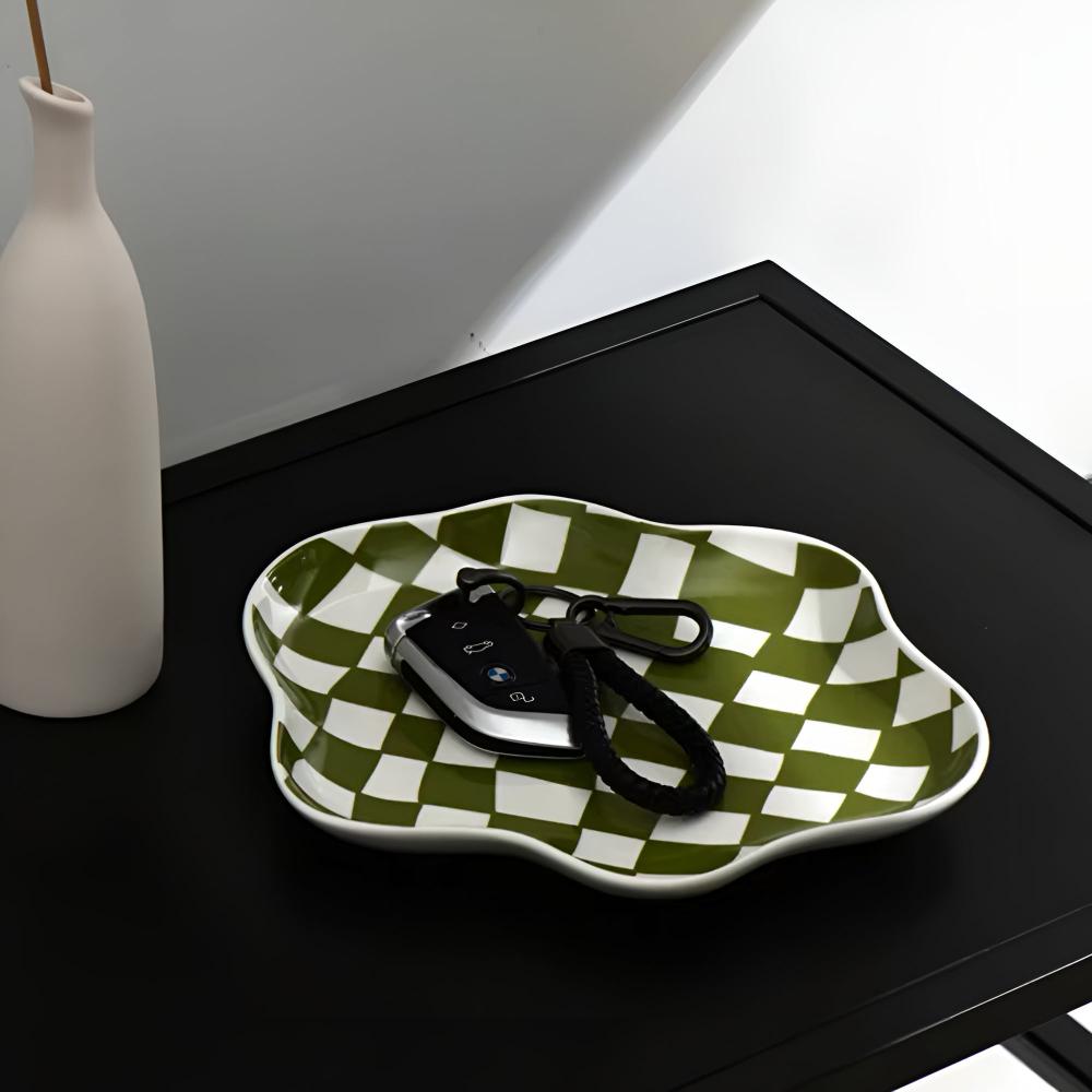 Checkered Ceramic Accent Plate