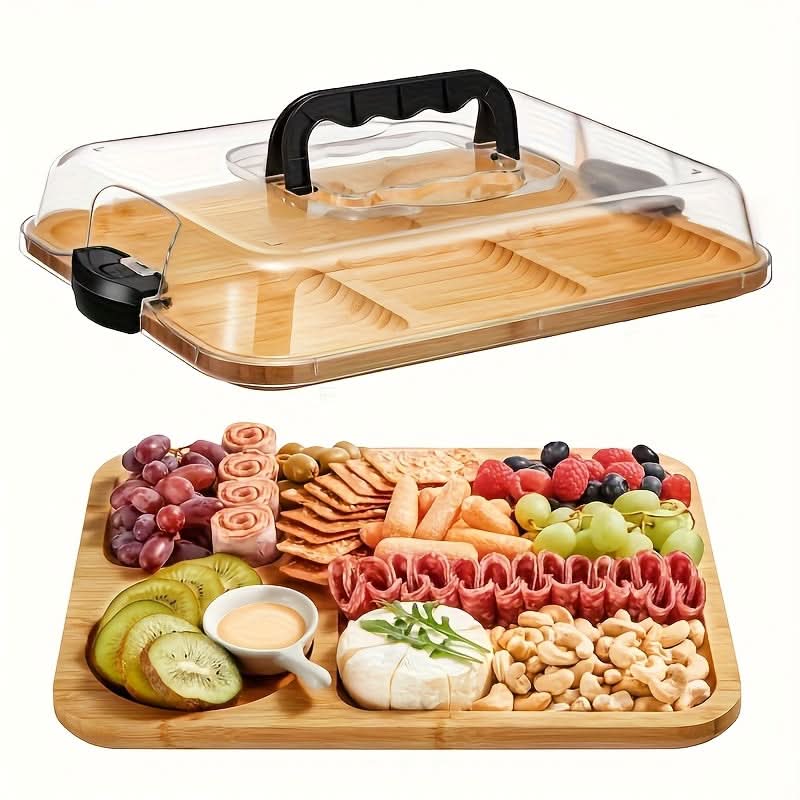 Cheese Board Reversible Wood Base Acrylic Lid