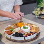 Cheese Board Set Acacia Wood Ceramic Bowls & Knives