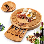 Cheese Board Set Bamboo Integrated Drawer