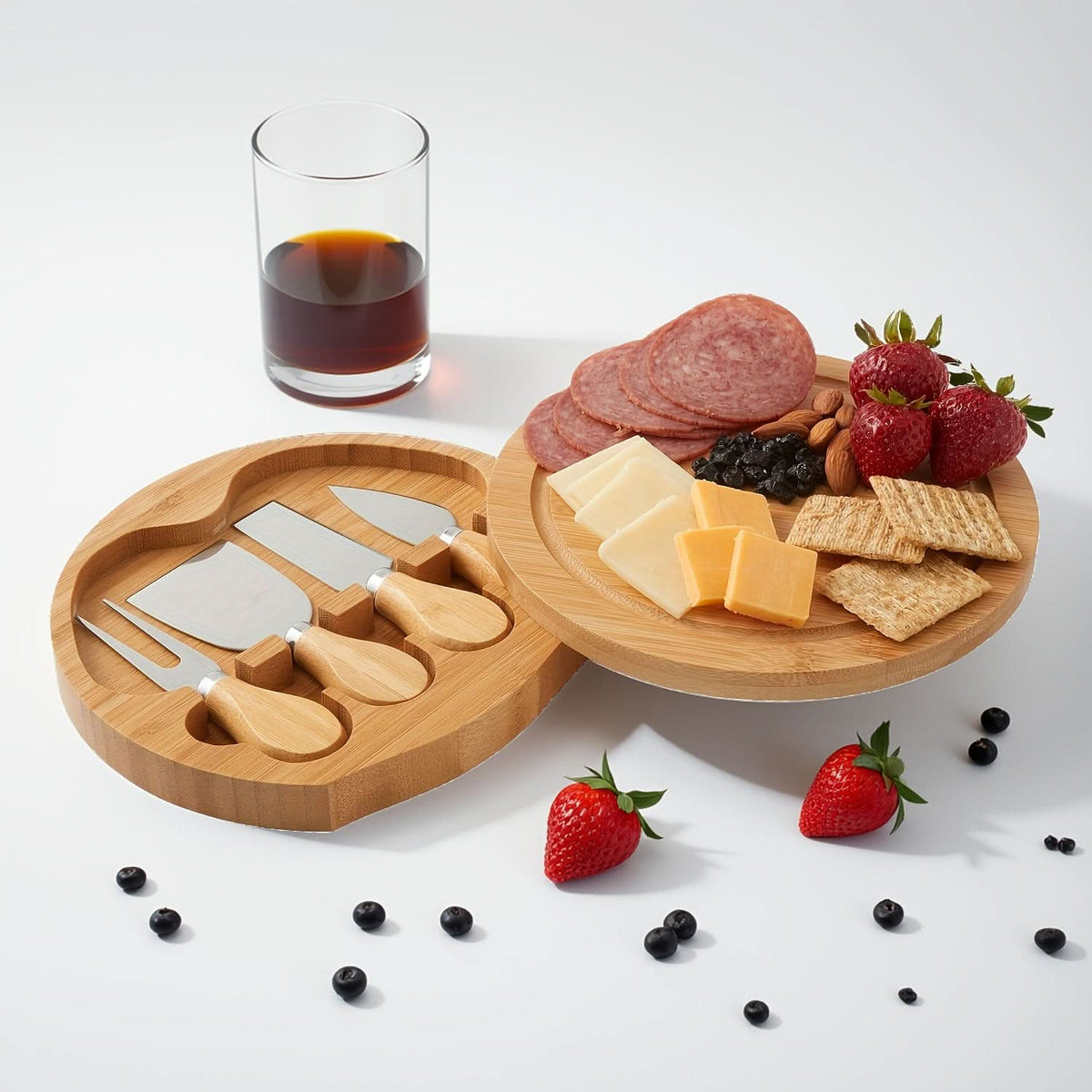 Cheese Board Set Bamboo Integrated Drawer