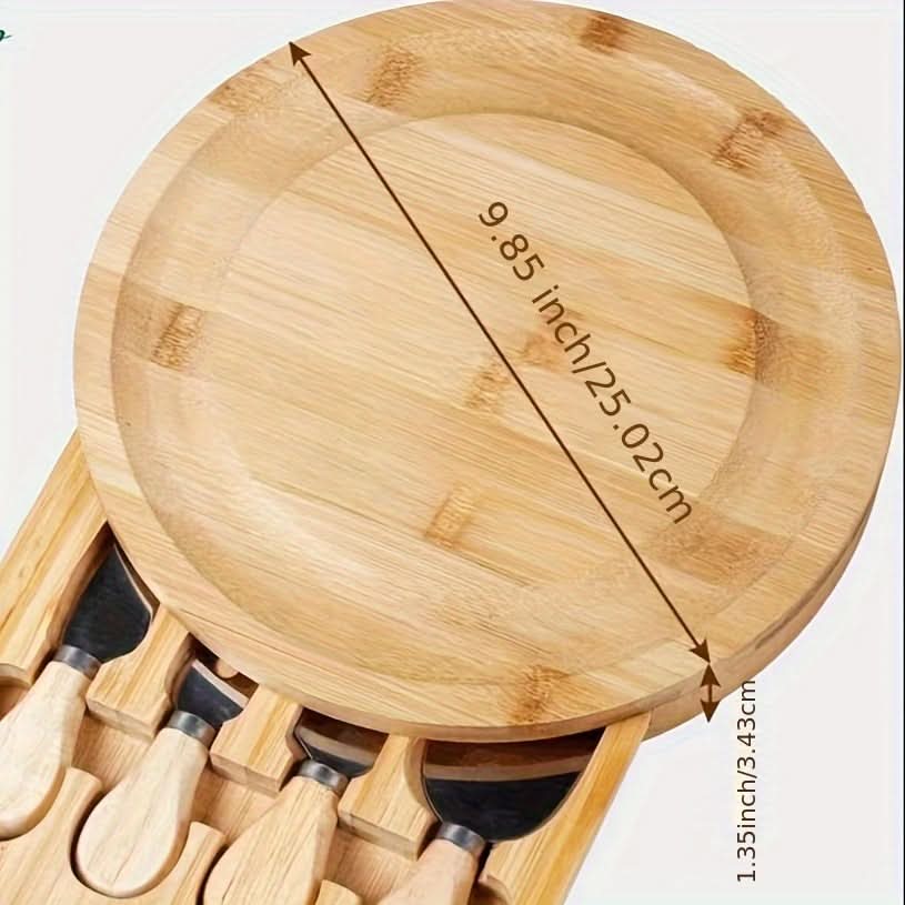 Cheese Board Set Bamboo Integrated Drawer