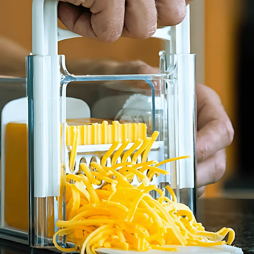 Cheese Grater 4-in-1 Stainless Steel Blades & Built-In Container