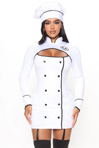 Chef Costume Three-Piece Stretch Long Sleeve Cutout Set