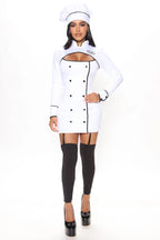 Chef Costume Three-Piece Stretch Long Sleeve Cutout Set